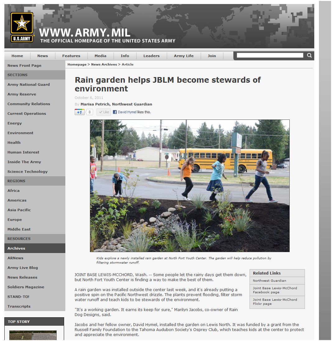 JBLM Rain garden helps JBLM become stewards of environment